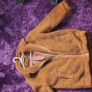 Anthropologie XS brown teddy coat